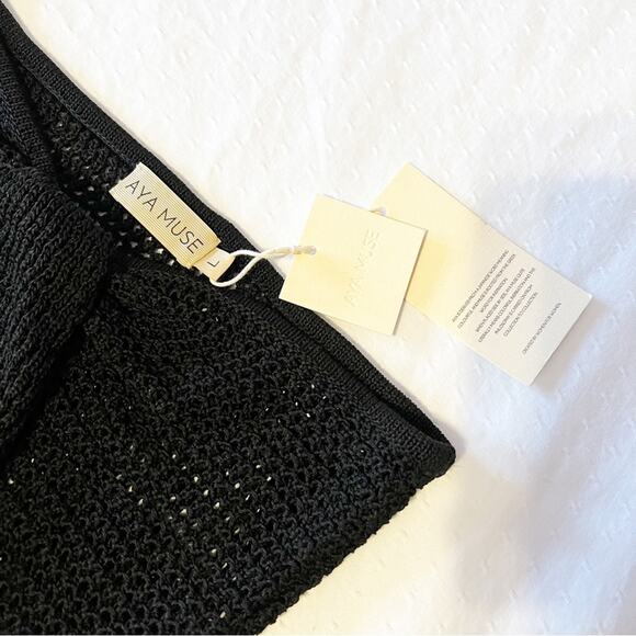 Aya Muse Boletu Open-Knit Cut-Out Halterneck Dress Black Size Large NWT - Picture 9 of 10